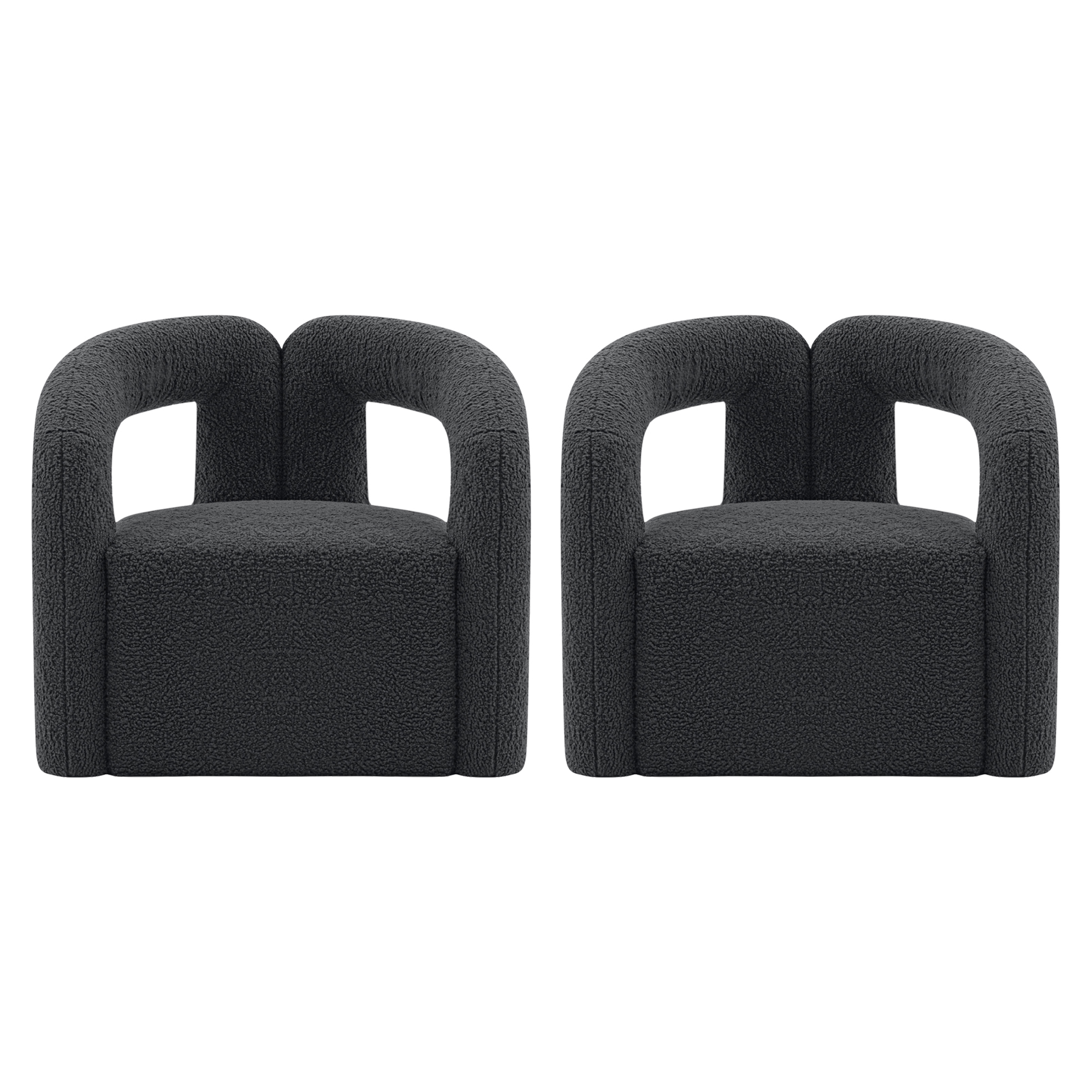 Manhattan Comfort, Modern Darian Boucle Accent Chair Black Set of 2 Primary Color Black, Included (qty.) 2 Model# 2-AC061
